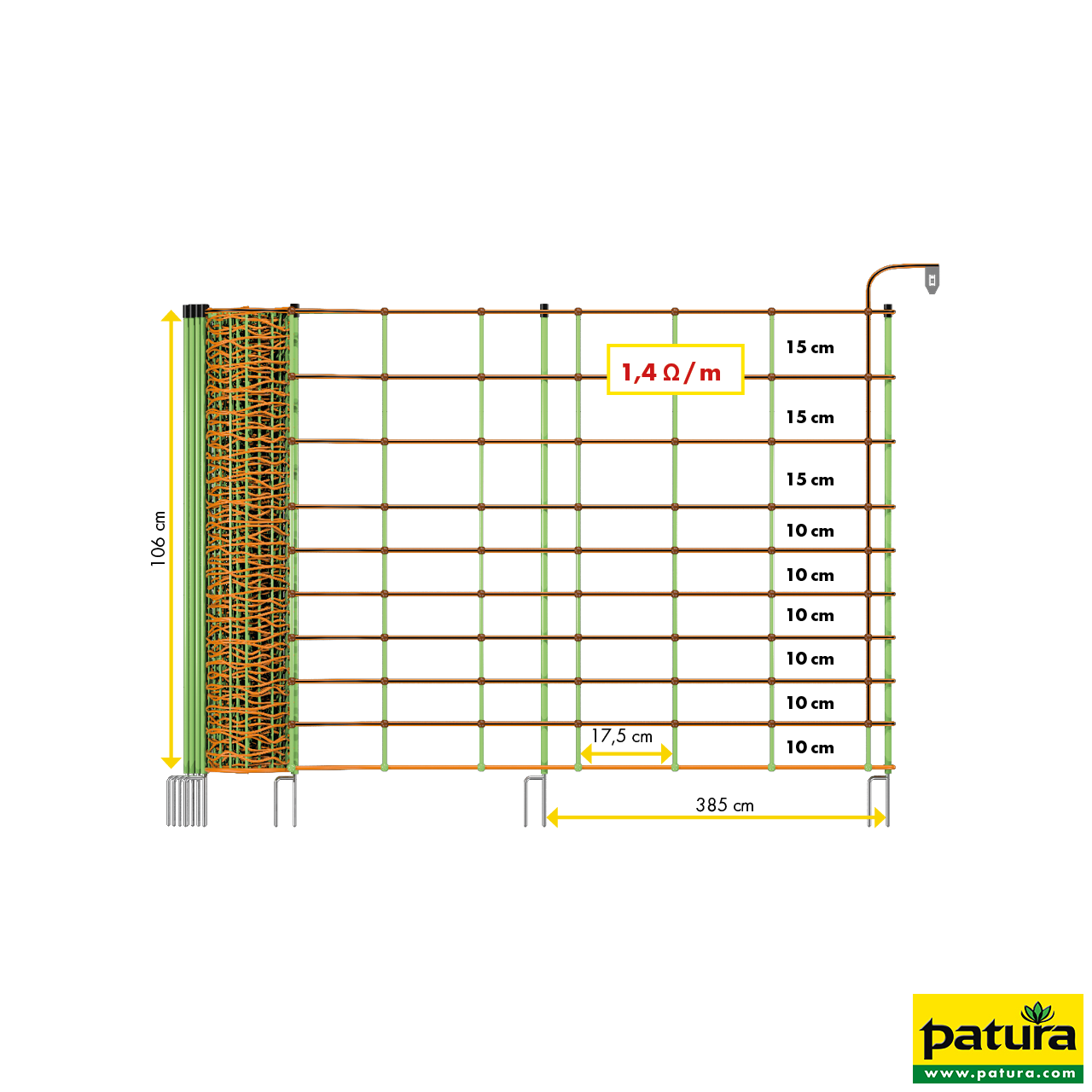 Patura Elektrozaunnetz "Kombi" 106cm