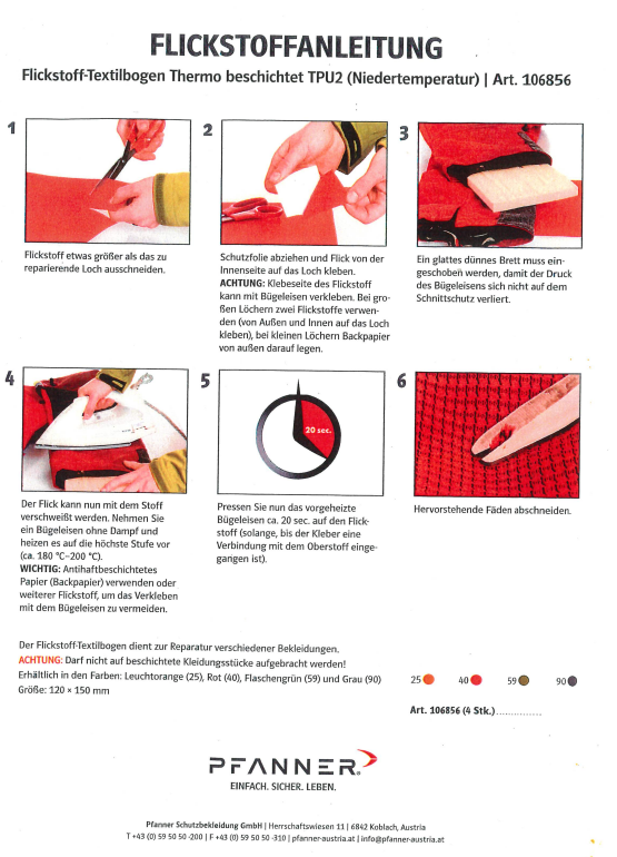 PFANNER® Flickstoff Textilbogen