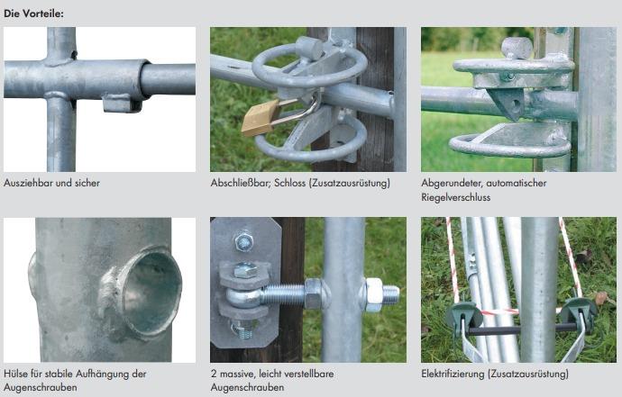 Profi-Premium Weidezauntor verstellbar, Höhe 1,10 m